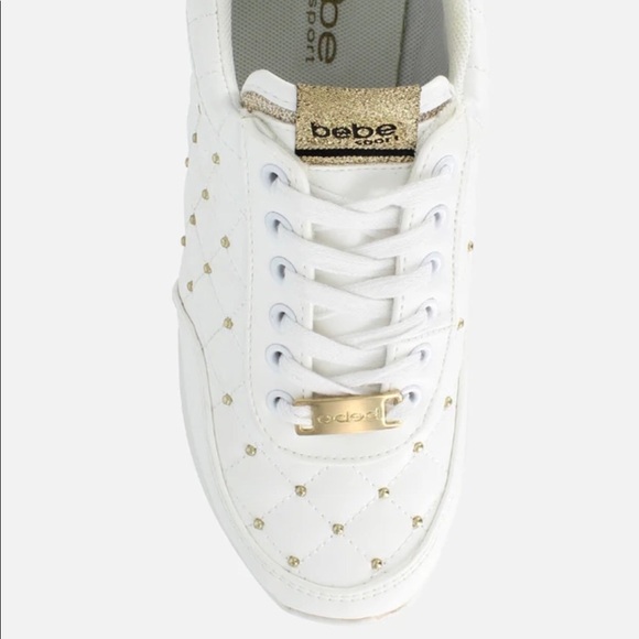 bebe Sport Studded Sneaker White/Gold - Picture 2 of 8